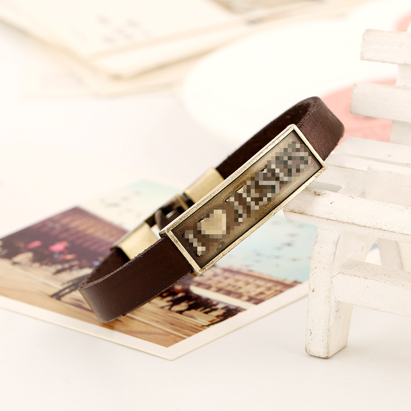 Simple retro brown men's cowhide bracelet European and American fashion popular jewelry cross-border hot selling bracelet bracelet