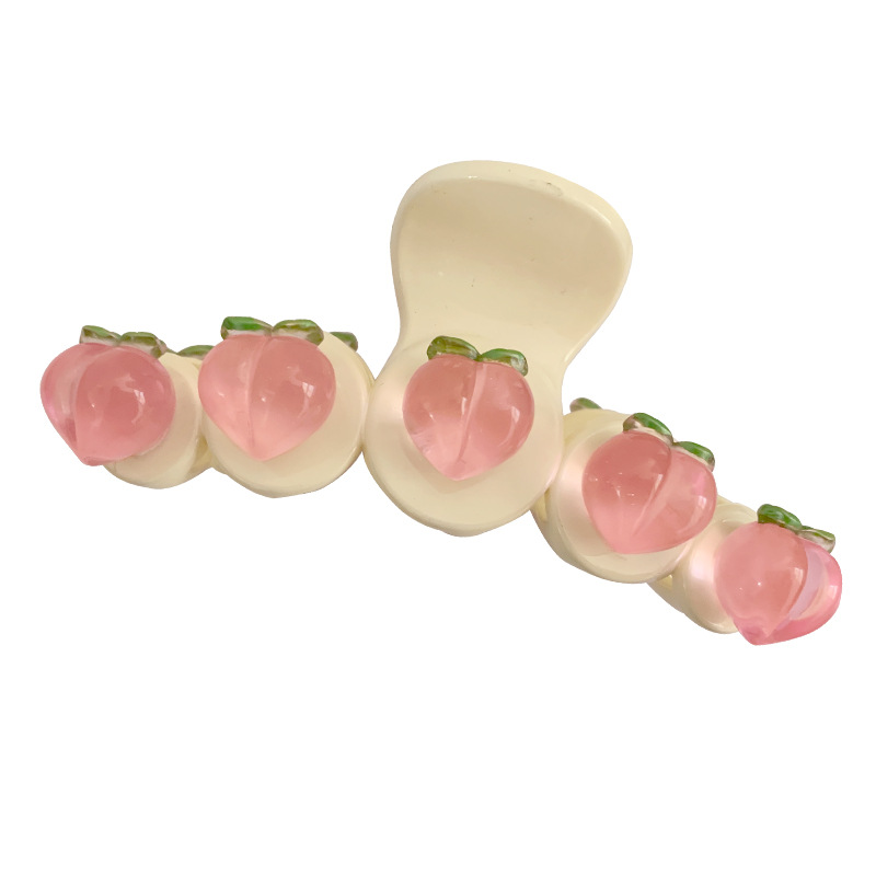Transparent Pink Peach Hairpin Shark Clip Hair Accessories Peach Hairpin Japanese Style Girl Sweet Grab Headwear