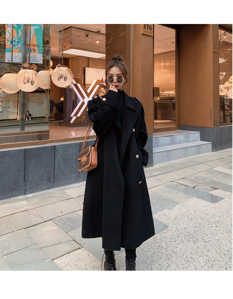 2023 Hepburn Wind Coat Women's Winter Thickened Fashionable Elegant Popular Korean Loose Double-breasted Woolen Coat Trendy_voghion.com