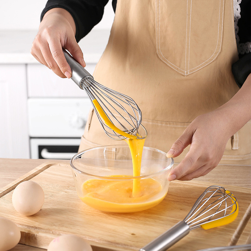 Stainless steel egg beater with scraper manual cream egg white batter blender kitchen baking tool