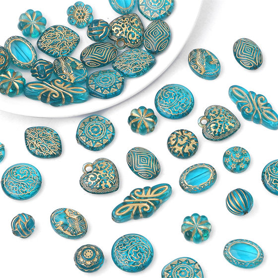 Acrylic Baroque Vintage Gold Oval Olive Flatten Beads Pumpkin Beads DIY Jewelry Earrings Accessories