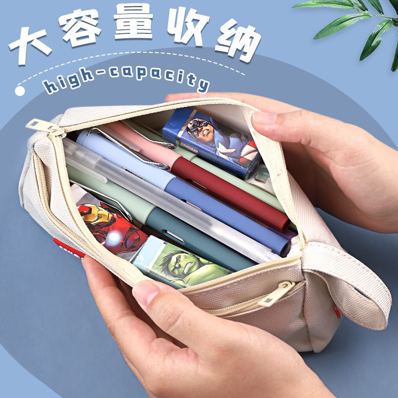 Korean style simple large capacity pencil case oxford cloth stationery bag student solid color simple pencil case stationery bag wholesale