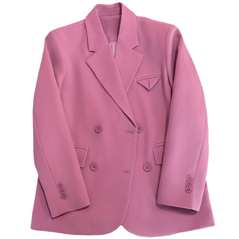 2024 Purple Pink Suit Jacket Women's Spring and Autumn New Double-breasted Design Sense Fashion Elegant All-match Small Suit