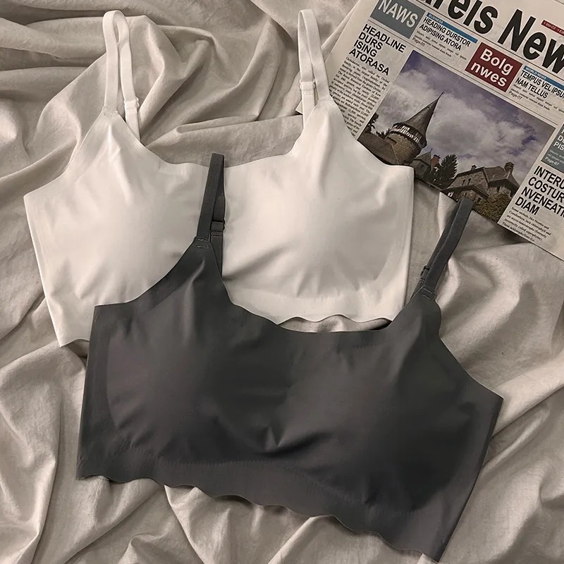 Seamless Ice Silk Underwear Girls' Sling Sports Rim Free Bra Students Gather Chest Show Small Vest Cool in Summer