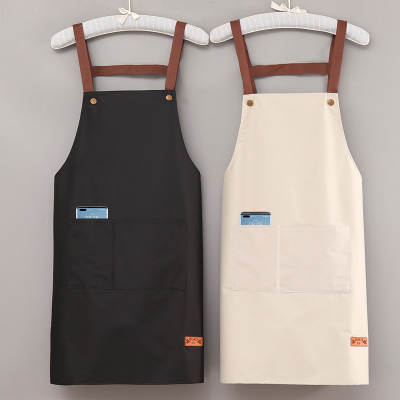 New fashion apron kitchen waterproof oil draining work clothes catering women's Korean-style waist printing logo