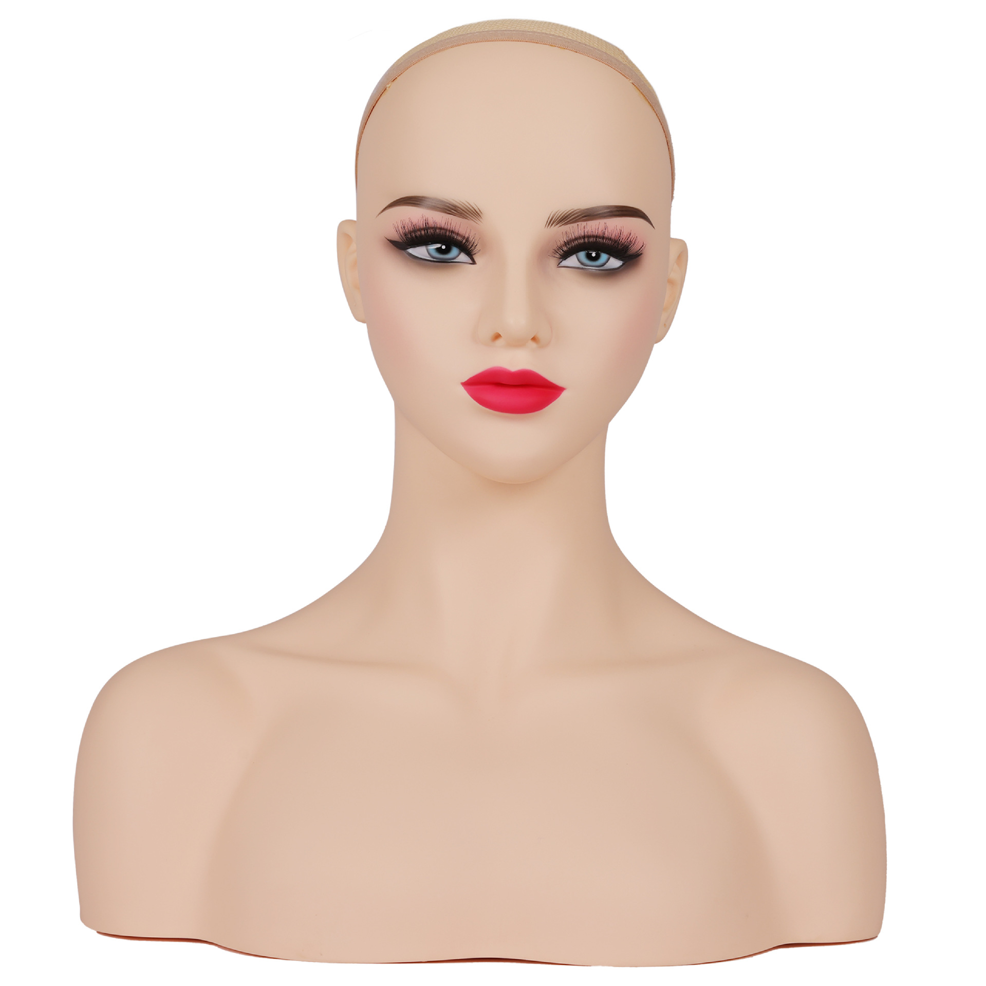 PVC manneuqinhead white wig model head half head model European and American women's head model dummy head