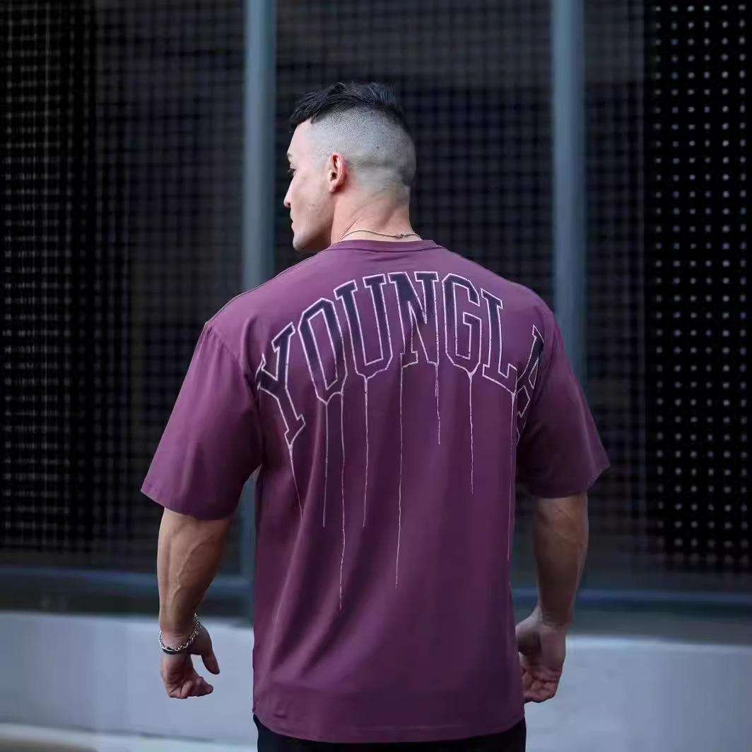 Foreign Trade Men's Summer Short-sleeved Men's Loose 240g T-shirt Men's Cotton Round Neck Casual Fitness Running Sports Short-sleeved Men