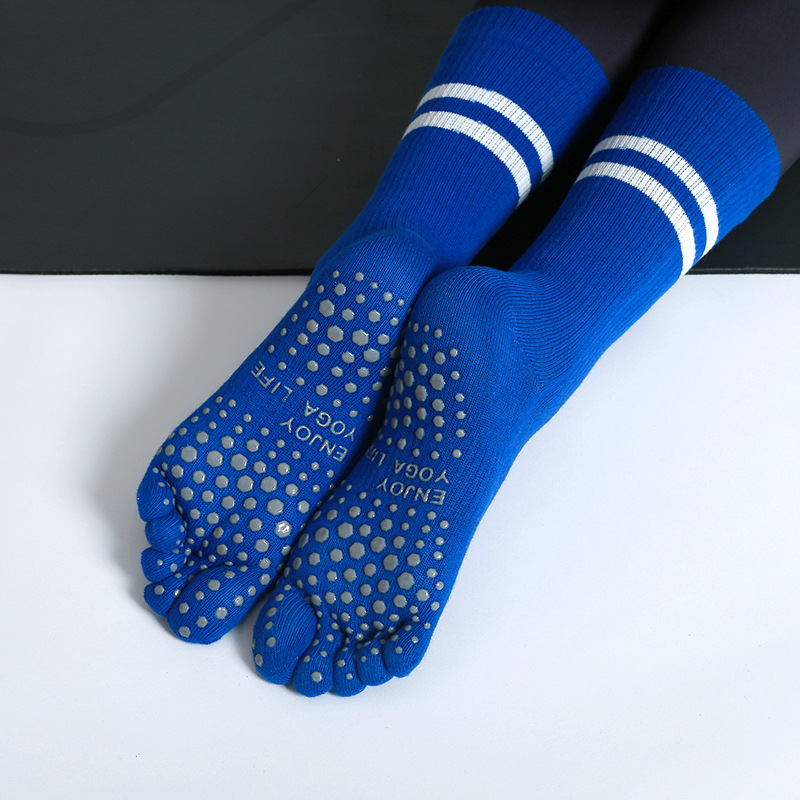 Five-Finger yoga socks professional silicone non-slip girls' Pilates sports socks fitness skipping rope toe mid-calf length socks