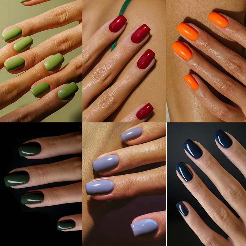 nail wear wholesale simple medium rectangular solid color nail patch wholesale nail patch finished removable nail