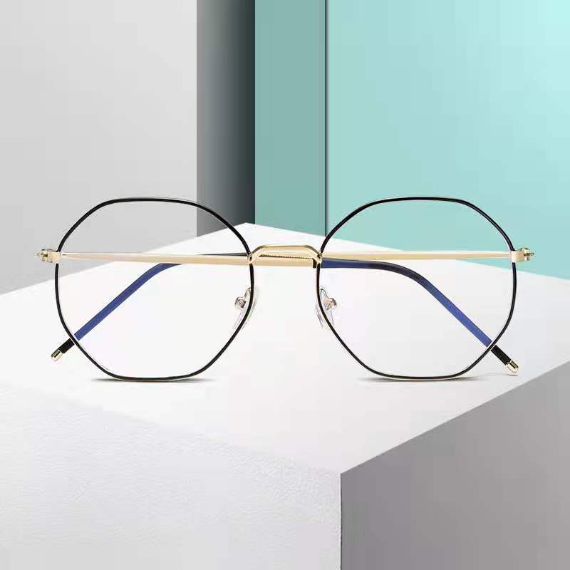 Polygon metal anti-blue light eye protection glasses frame factory direct student round face irregular plain glasses wholesale
