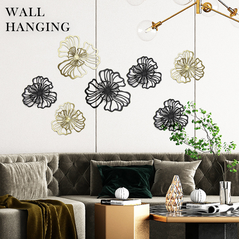 Cross-border wrought iron Wall decoration multi-color double-layer flower Wall hanging metal hollow Wall decoration Wall hanging