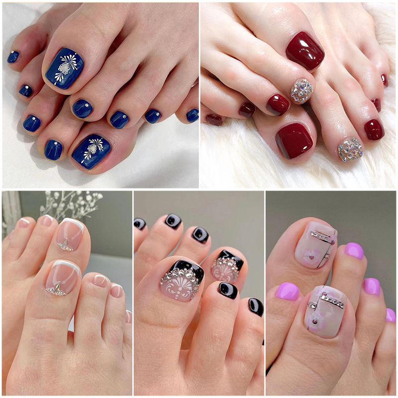 穿戴甲甲片水钻脚甲钻款合集美甲片成品批发假指甲press on nails