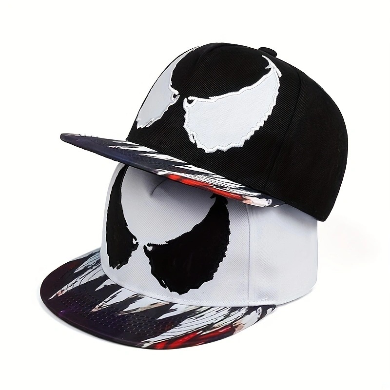 外贸款翅膀刺绣棒球帽 漫威平沿嘻哈帽 毒液棒球帽印花遮阳潮帽子