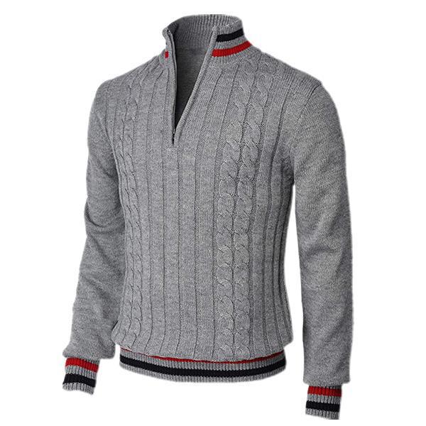 Spring and Autumn New Amazon AliExpress Cross-border Supply British Style Color-matching Zipper Turtleneck Men's Sweater