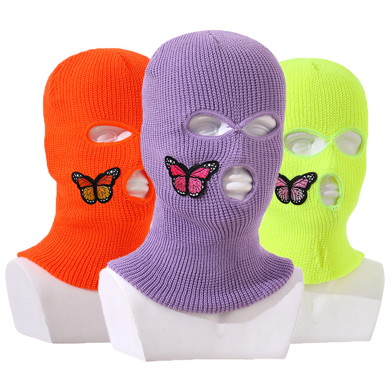 Amazon new balaclava three-hole knitted mask outdoor ski warm headgear spot