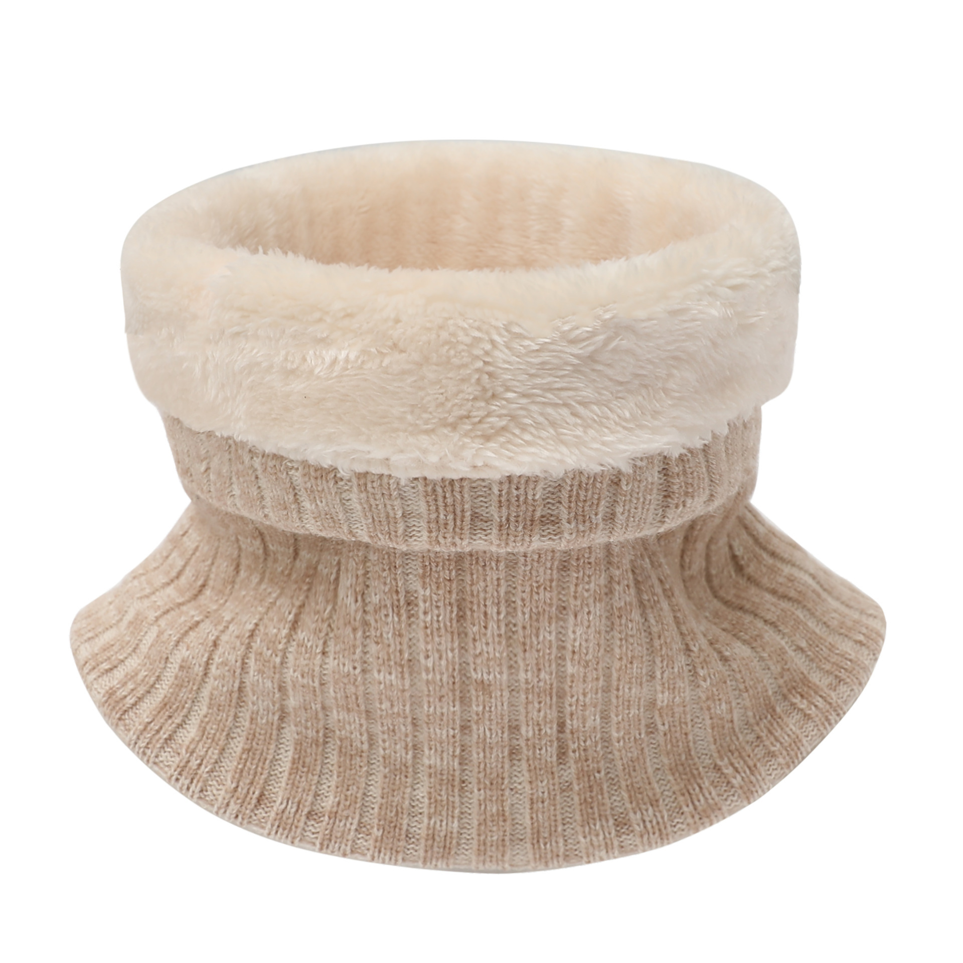 Autumn and winter men's and women's acrylic scarf fleece-lined warm collar rib thickened wool knitted fleece-lined pullover collar