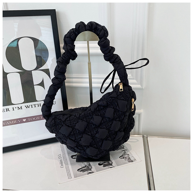 Borsa da donna Niche Bubble Borsa monospalla sottobraccio Borsa coreana in cotone Borsa a tracolla casual Borsa a nuvola plissettata_voghion.com