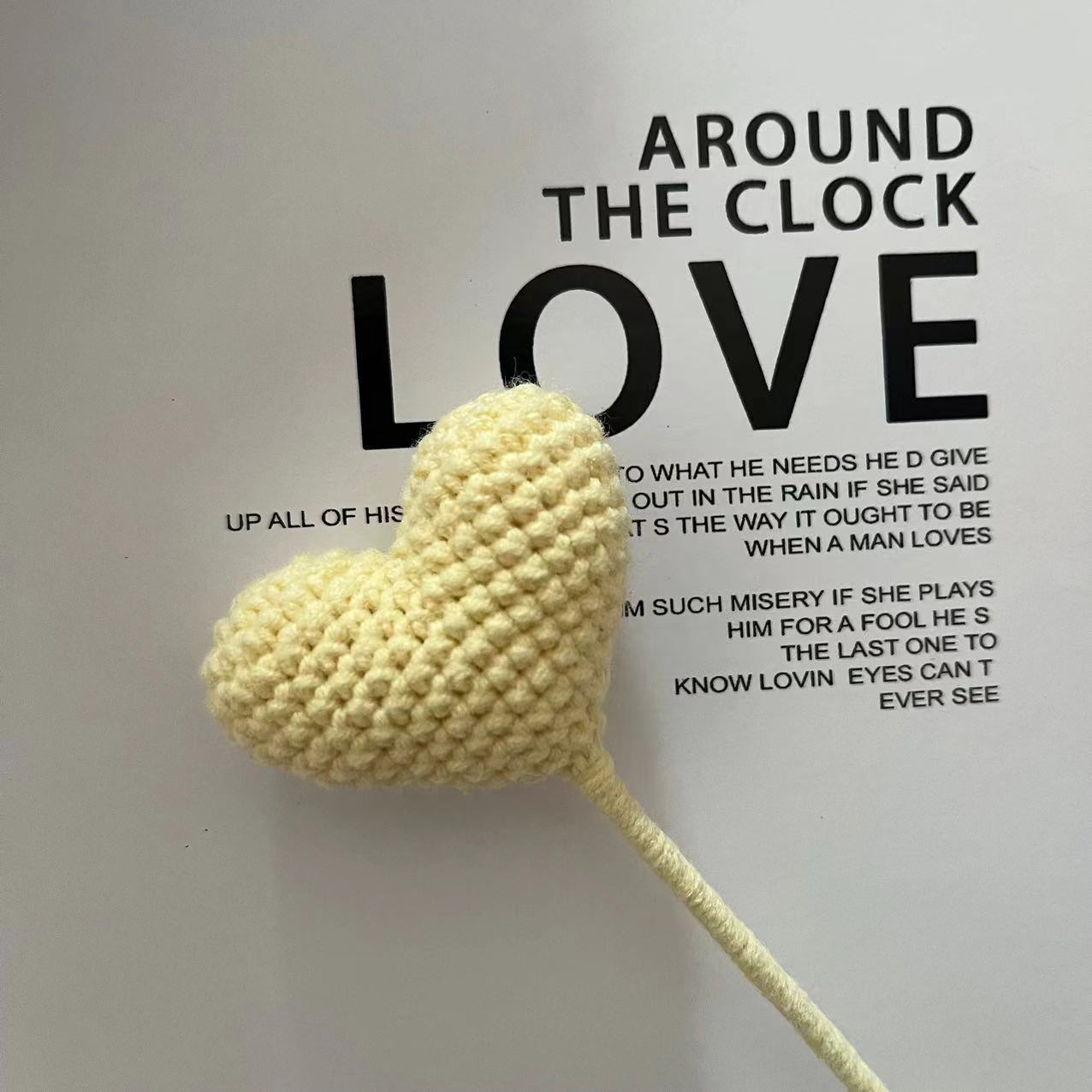 Finished handmade knitted flower love artificial flower woven wool artificial flower crochet eternal flower peach heart gift wholesale