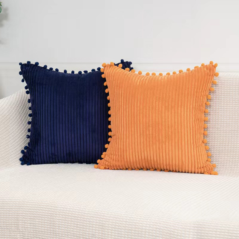 ins Nordic style home fabric model room sofa pillowcase straight corduroy thick back cushion cover