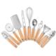 Kitchen Gadgets Wooden Handle Set Small Kitchenware Stainless Steel Egg Beater Baking Set Pizza Tools Cheese Knife