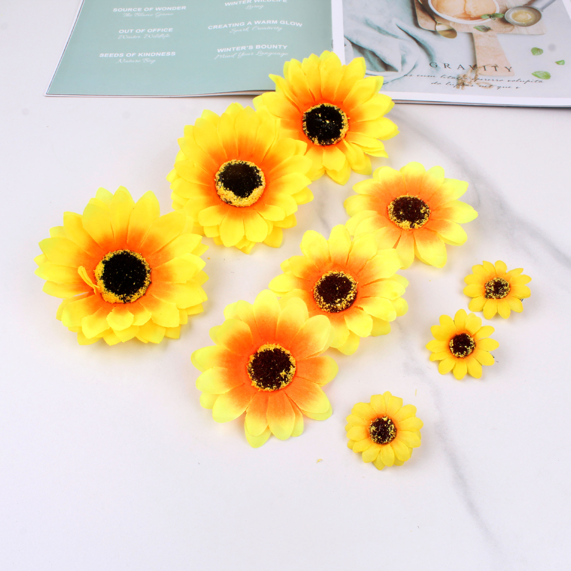 Korean style artificial sunflower duckbill clip fashionable fresh sunflower hairpin girls seaside vacation photo hair accessories