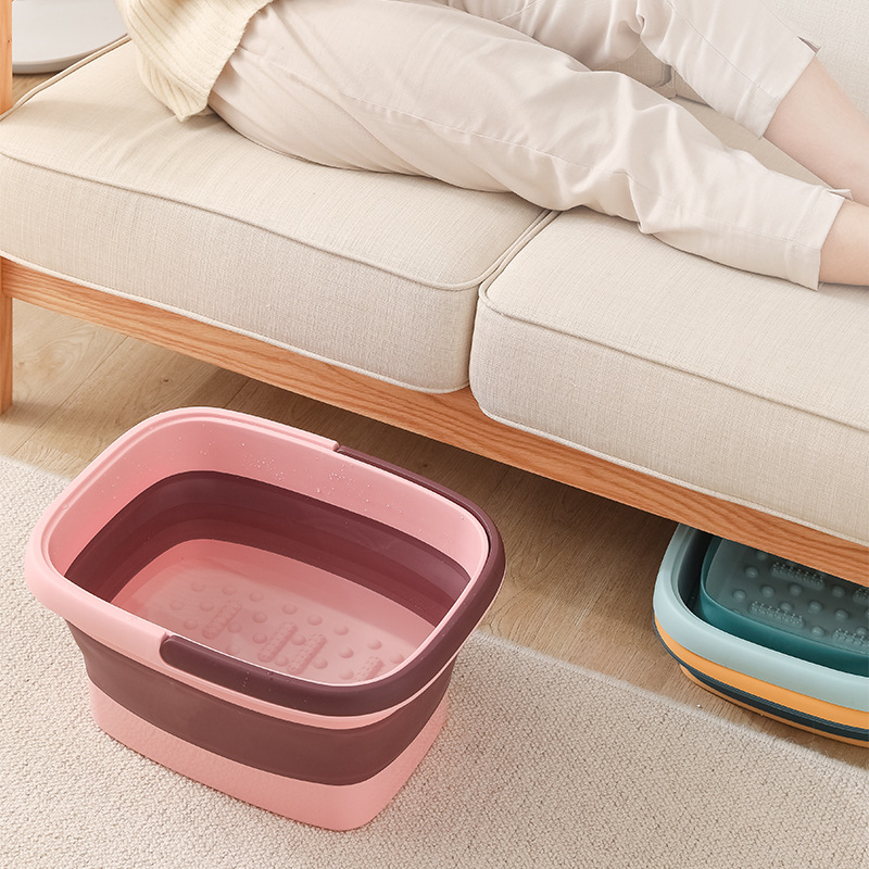 One-piece delivery square folding portable foot bath bucket foot bath tub car bucket laundry bucket student washboard