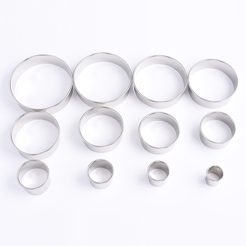 Factory Stainless Steel Functional Live Bottom Cake Mold Qifeng Baking Mold Curled Round Dumpling Skin Cut Biscuit Mold Spot