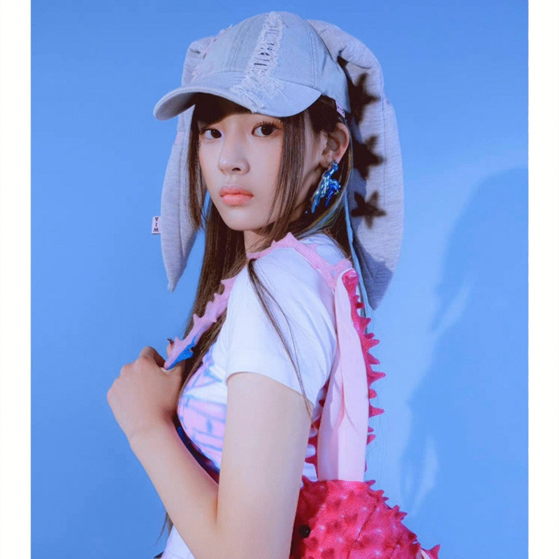 韓國newjeans同款兔耳朵鴨舌帽子牛仔水洗塗鴉港風舞蹈棒球嘻哈帽