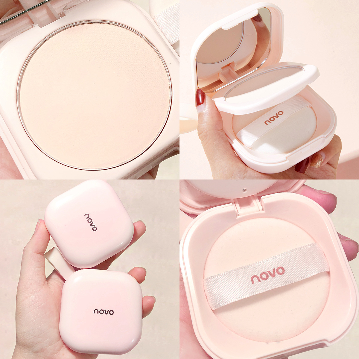 Novo feather satin luxury nourishing makeup honey powder cake natural makeup long-lasting female honey powder wet and dry dual-use matte loose powder
