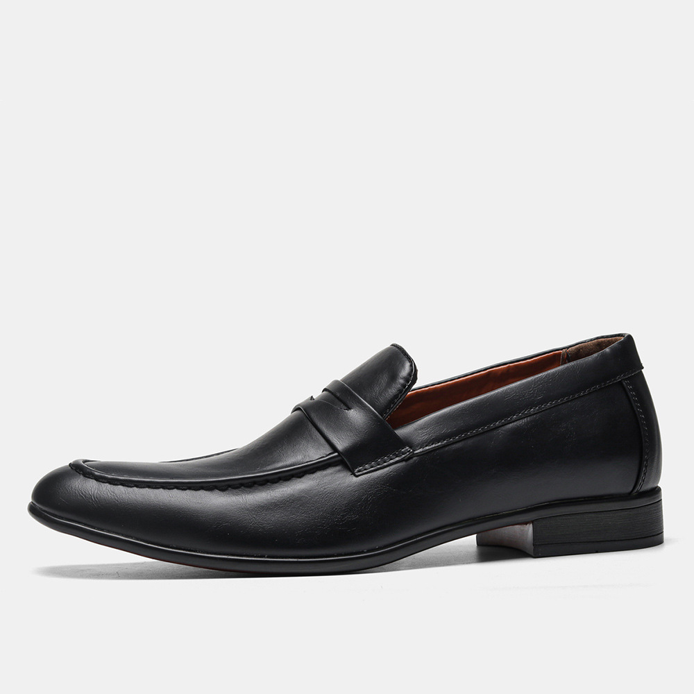 Summer New Leg Business Men's Shoes Casual Pointed Formal Loafers Slip-on Black Leather Shoes for Men