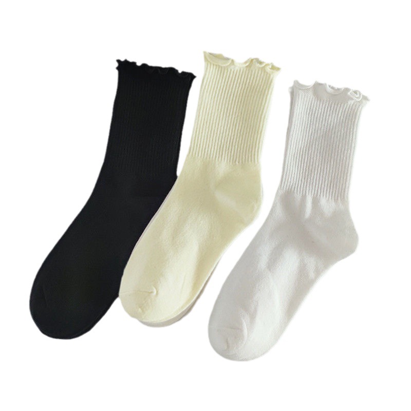 Wood ear cotton socks cross-border trade stockings lace pile socks wholesale spring and autumn stockings jk lolita socks