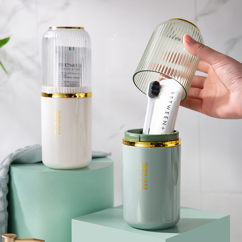 New Household Gold Plated Mouthwash Cup Set Couple Convenient Travel Toothpaste Box Toothpaste Storage Travel Wash Set