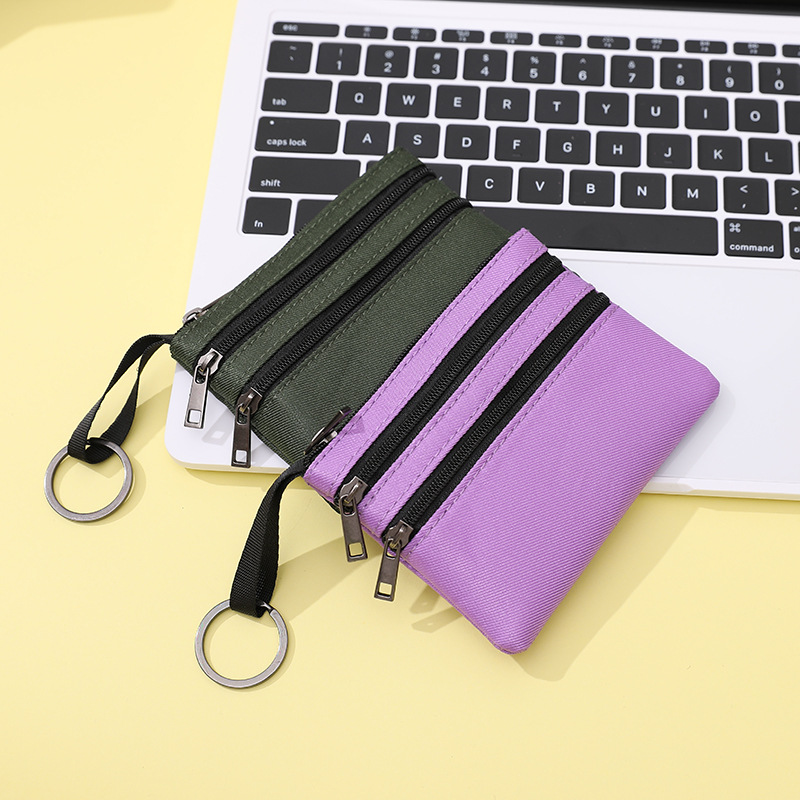[in stock wholesale] ladies 2024 new fabric coin purse solid color multi-pocket zipper coin card bag