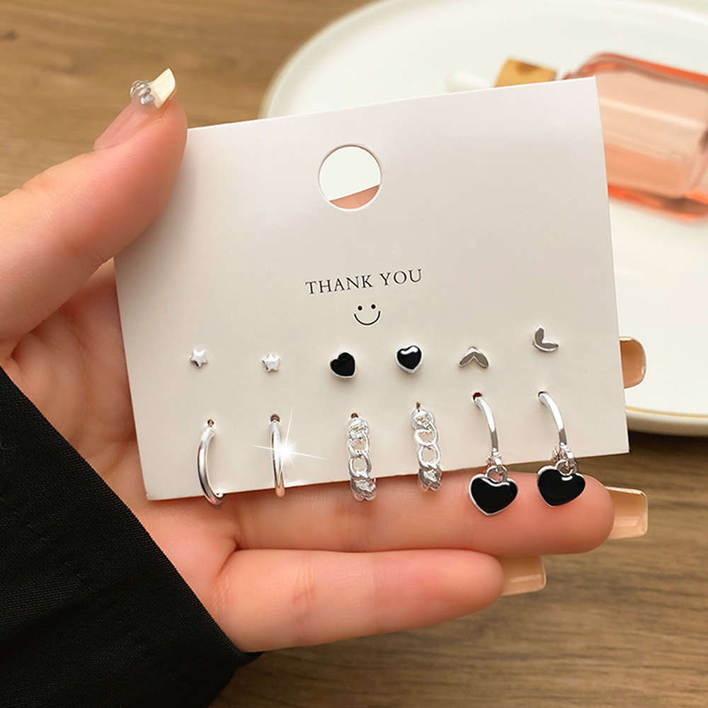 Mu Shang cross-border new earrings set women's Pearl love four-leaf clover earrings Europe and the United States Art drop oil earrings wholesale