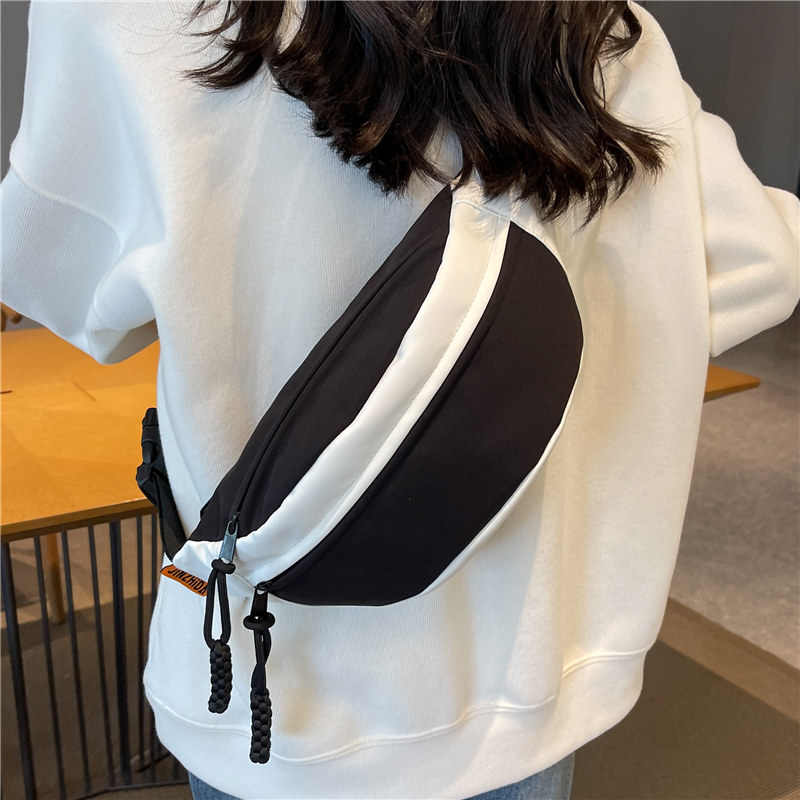 Japanese Color Contrast Chest Bag Women's Ins Casual Simple Crossbody Bag New Student Motorcycle Sports Small Bag All-match Waist Bag