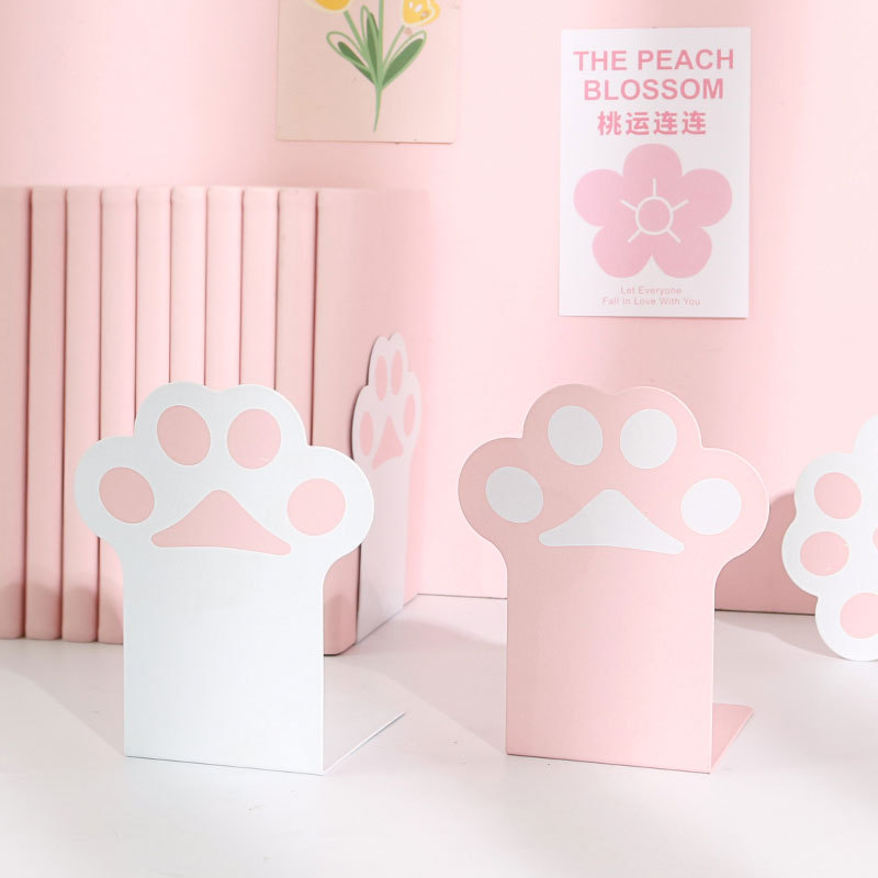Nijia ins Cute Cute Cat Claw Book File Desktop Book Holder Book Holder Student Bookshelf Book Holder Metal Cartoon