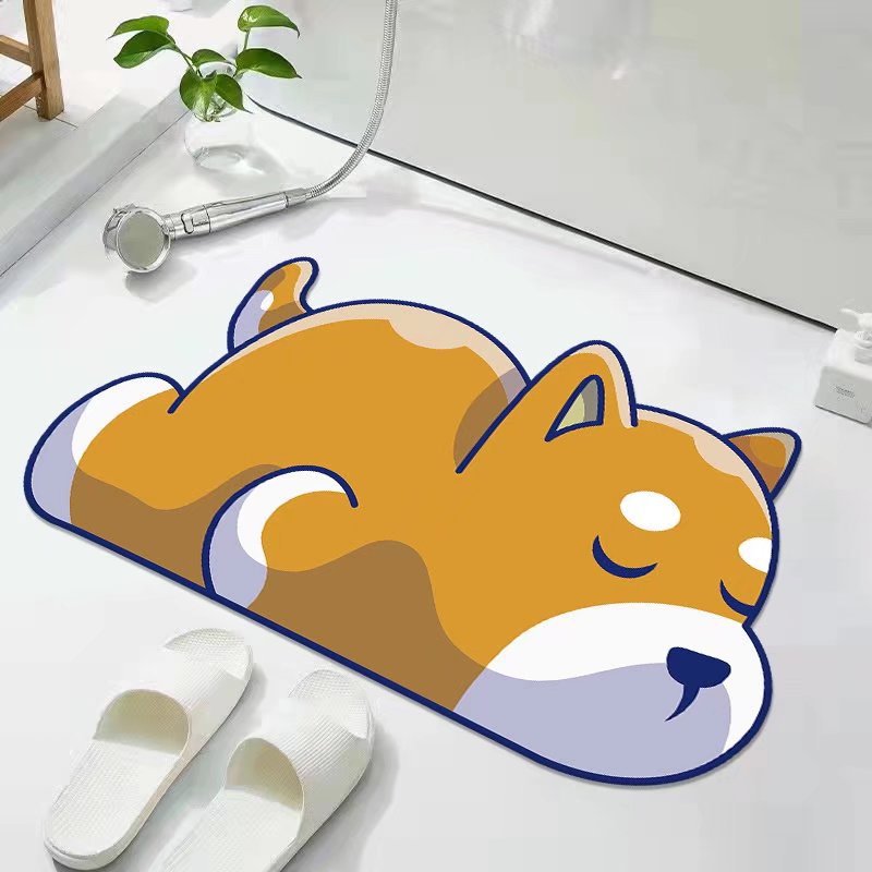 Strictly Select Cartoon Diatom Mud Upholstered Mat Toilet Door Absorbent Quick-drying Non-slip Mat Cute Chai Dog Cartoon Foot Mat