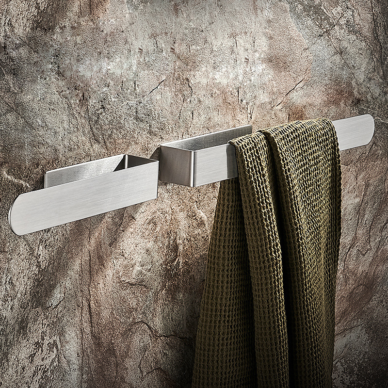 New 304 stainless steel towel bar non-perforated hanging pole bathroom bathroom wall hanging light luxury towel ring wholesale