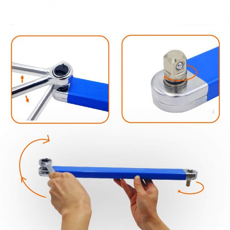 Extended Multi-function Universal Adjustable Extension Wrench Cross-border Double-head Dual-purpose Labor-saving Ratchet Extension Wrench