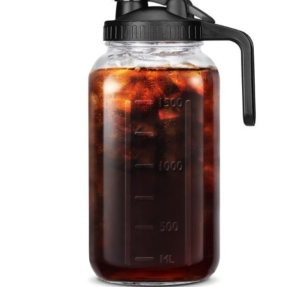 64oz Mason Jar with Scale Cold Kettle Glass Kettle 32oz suit Coffee Filter Plum Plastic Mesh Handle Lid