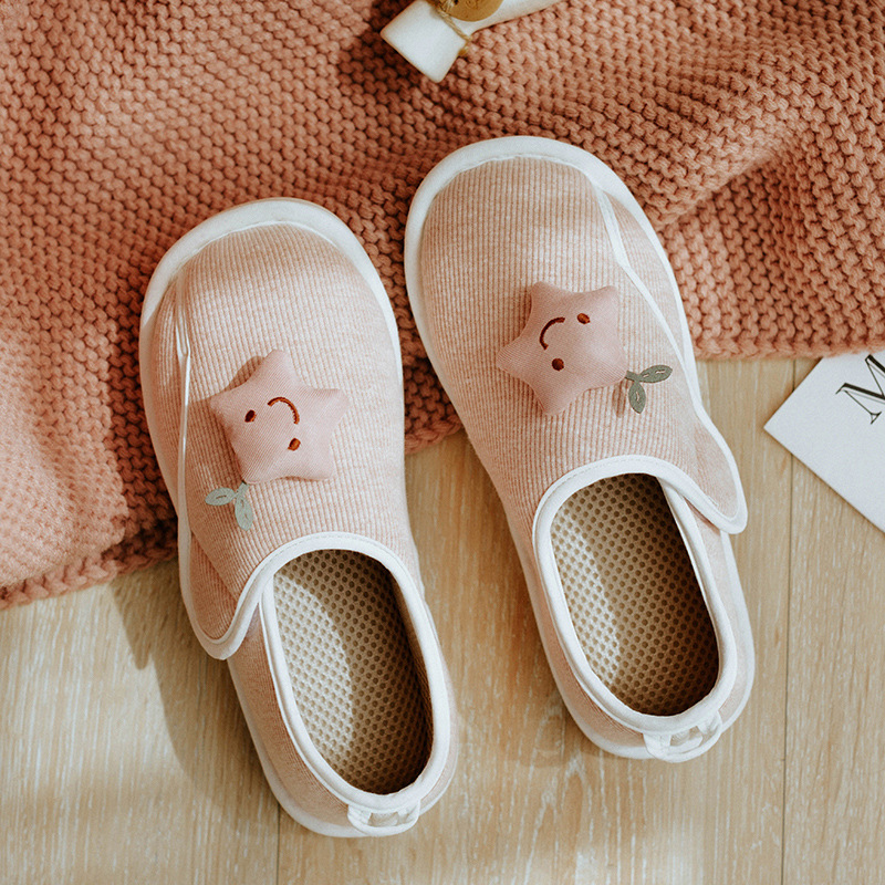 Yuezi Shoes Summer Thin Heel Cute Household Cotton Slippers Women's Indoor Postpartum Non-slip Spring and Summer Home Slippers