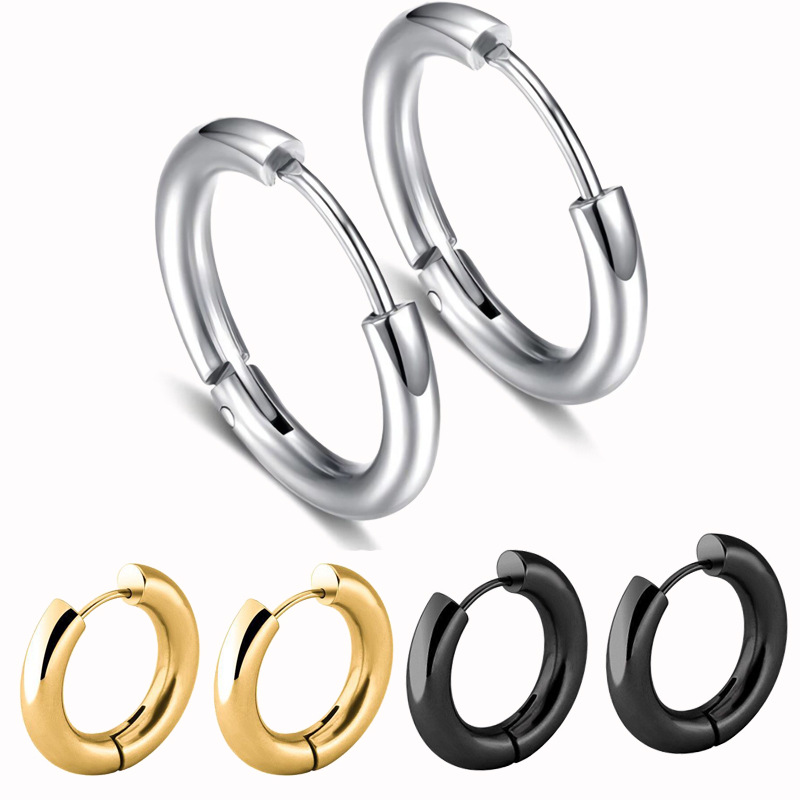 Cross-border high-quality titanium steel ear buckle does not fade Japan and South Korea simple temperament round stainless steel ear buckle jewelry wholesale