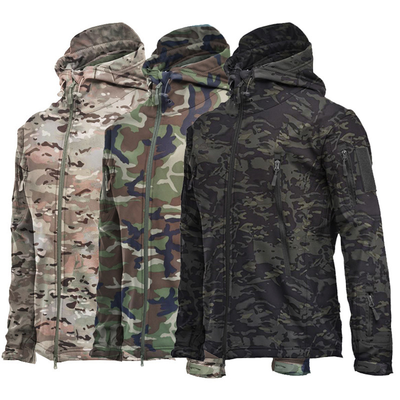 Outdoor Soft Shell Fleece Men's and Women's Autumn and Winter Windproof Waterproof Breathable Warm Three-in-One Jacket Shark Leather Jacket Rush Jacket