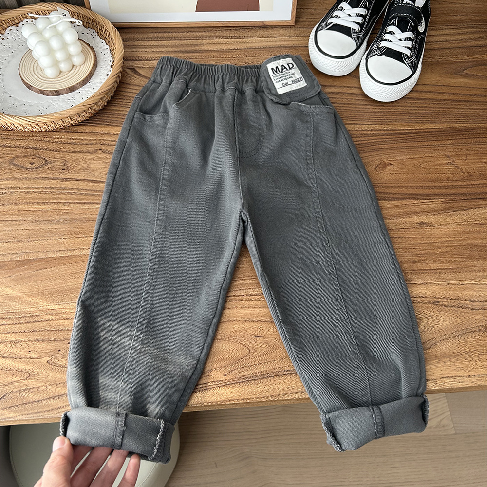 2023 spring Korean version of children's clothing boys children simple solid color stretch large children's casual pants children's pants wholesale
