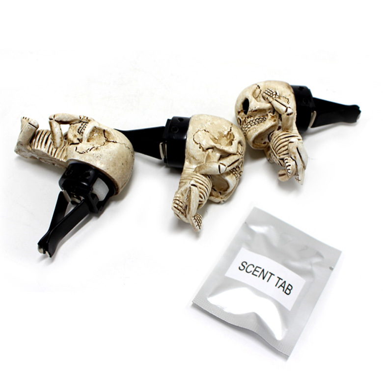 Amazon New Eco-friendly Resin Skull Fragrance Clip Set Car Vent Decoration Creative Home Aromatherapy