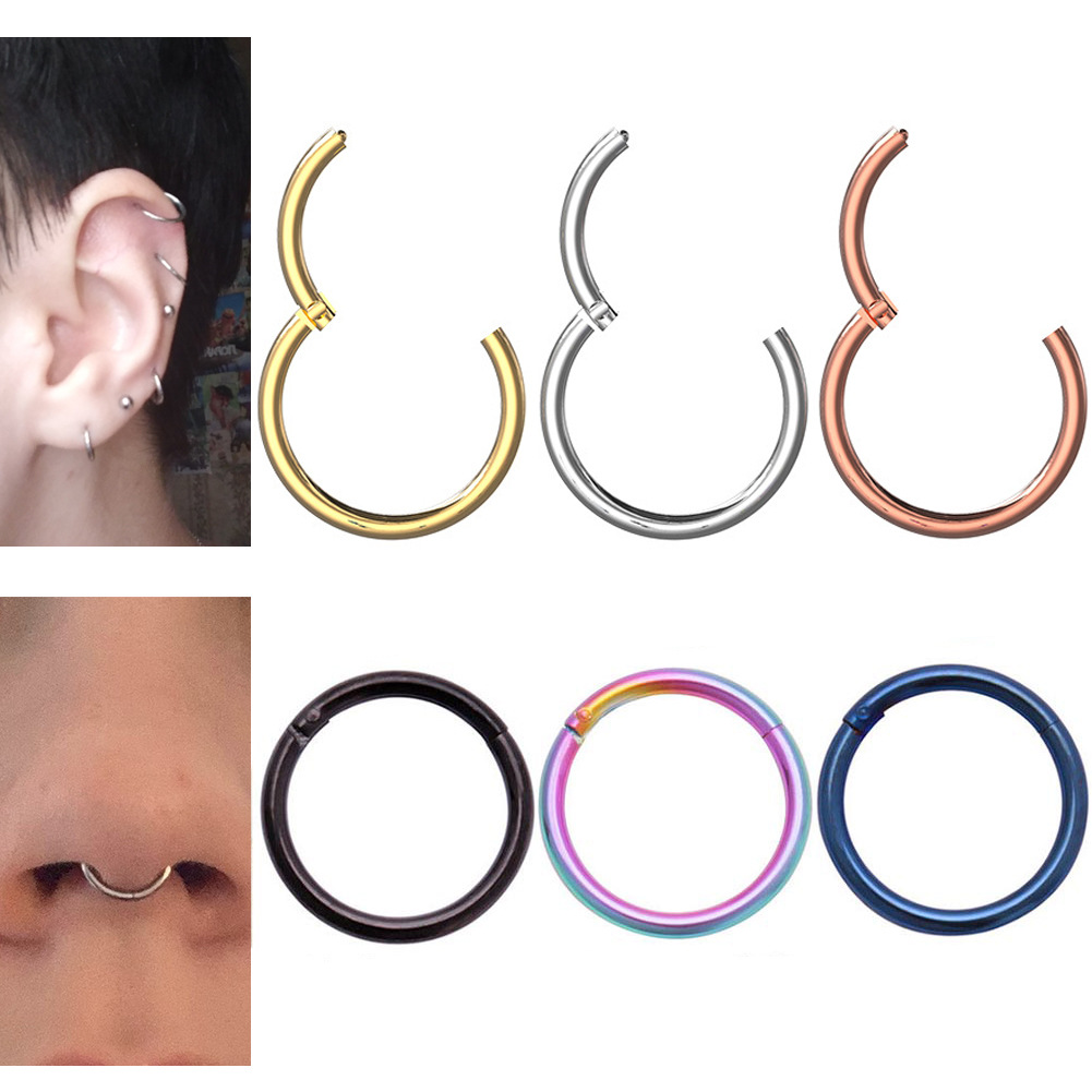 Factory direct supply titanium alloy closed ring body puncture jewelry G23 coil closed round ear clip earrings nose ring