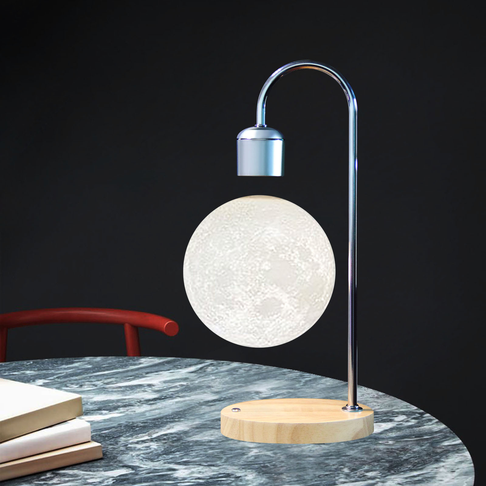 Suspended moon lamp 3D printing integrated seamless creative magnetic suspension moon table lamp home decoration LED night light