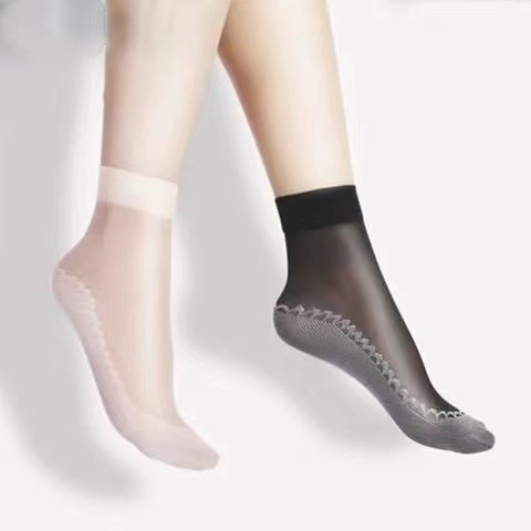 Silk stockings women's cotton bottom socks summer socks non-slip sweat-absorbent breathable meat color anti-hook silk tube thin factory wholesale