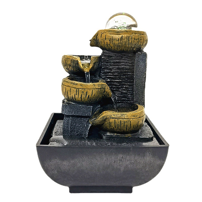跨境新款Resin fountain流水擺件桌面噴泉樹脂工藝品家居創意噴泉