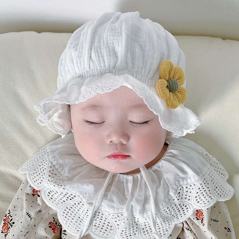 Baby Hat Children Baby Spring and Autumn Thin Girl Newborn Children Summer Pure Cotton Princess Sun-shading Palace Hat Fetal Hat